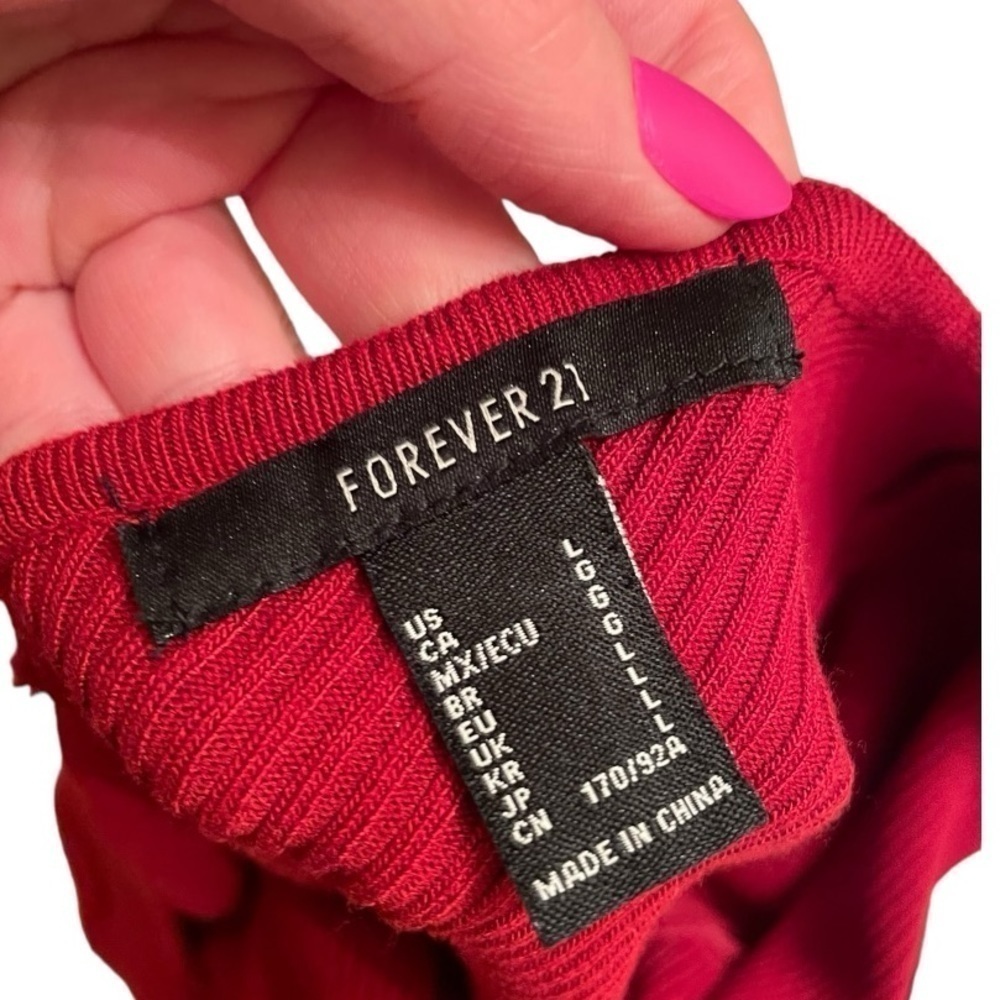 Forever21 Ribbed Cropped Red Sweater Size Large - Picture 2 of 5